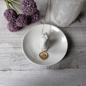 18K Matte Gold Medallion Sun Necklace